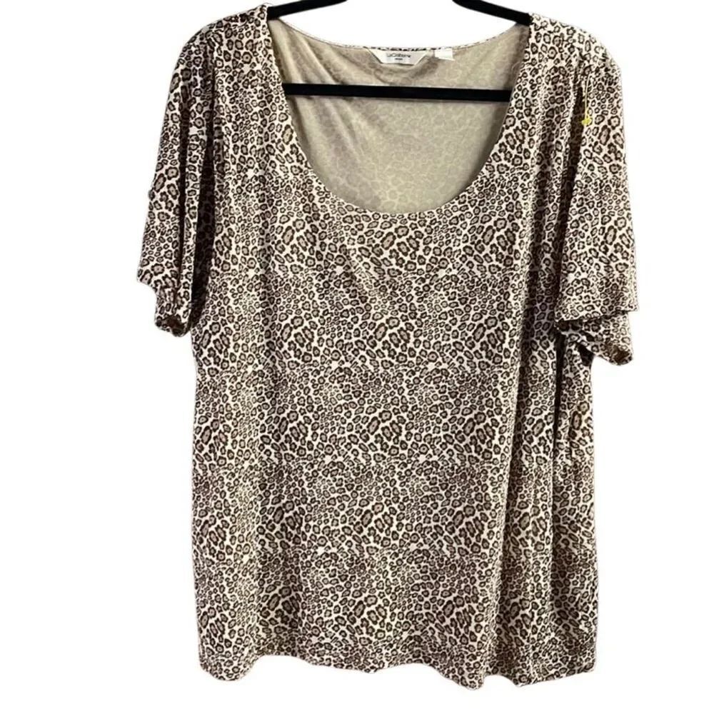 Liz Claiborne New York 3X Leopard Print Blouse Animal Print Casual Chic